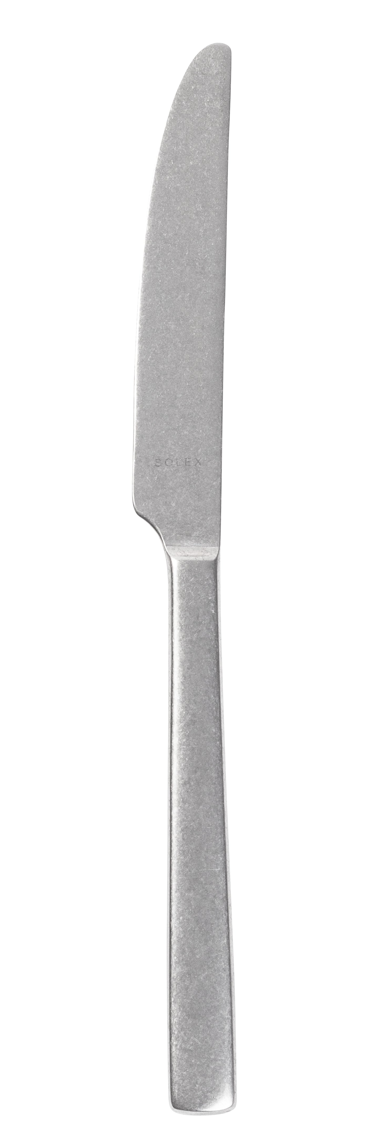 Silbernes Messer auf weißem Hintergrund.