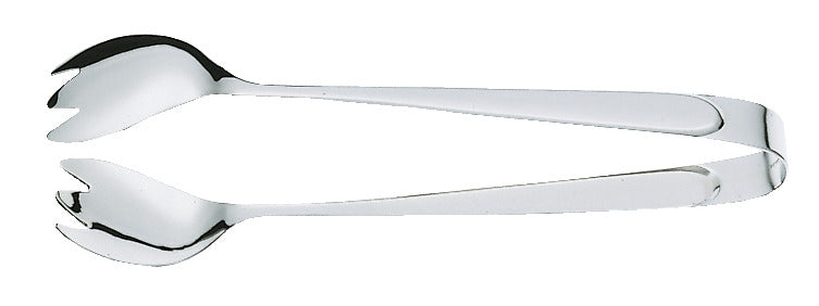 Silberne Salatzange aus Metall.