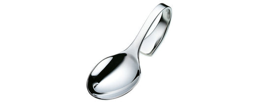 Silberner Löffel mit Haken.