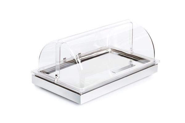 Buffet-Vitrine mit Klappdeckel.