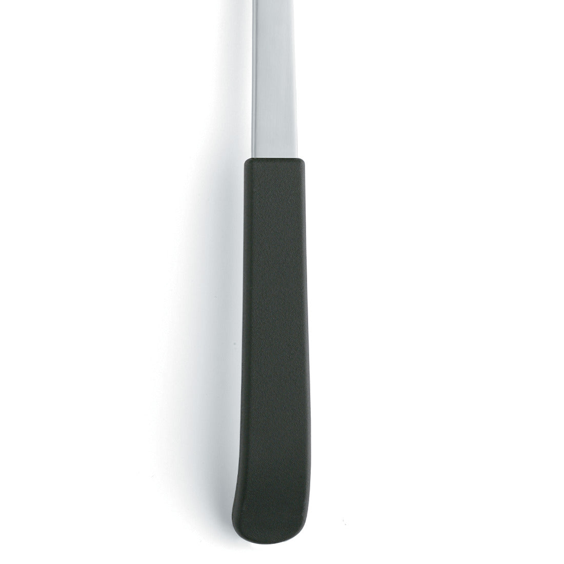 Schwarzer Messergriff mit silberner Klinge.