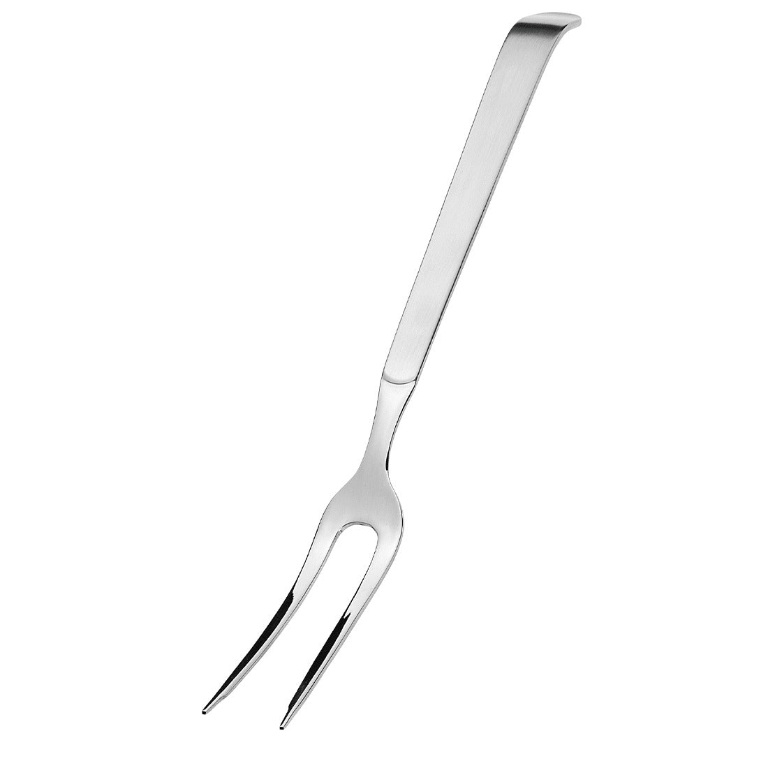 Fleischgabel aus Edelstahl, glänzend.