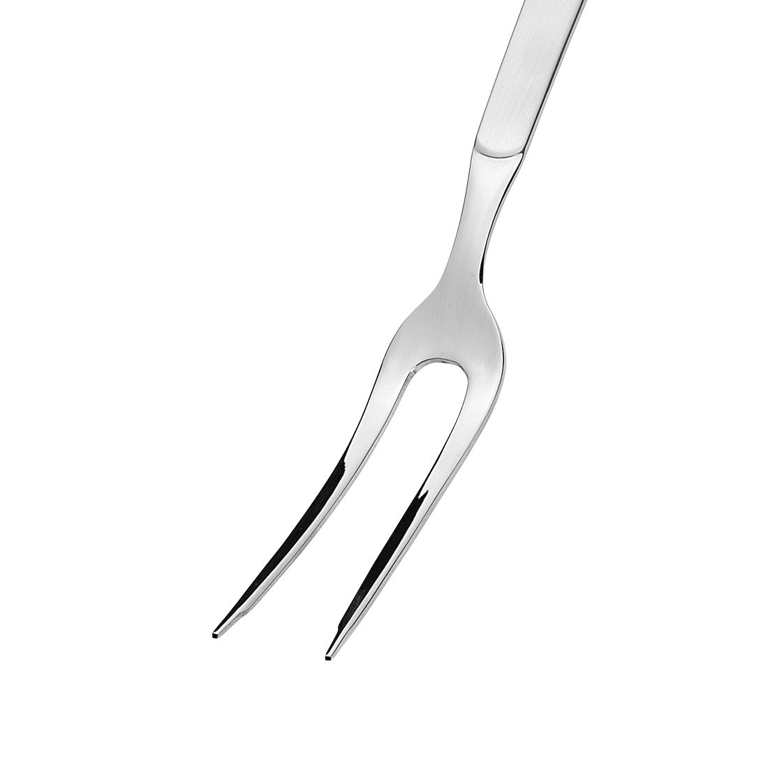 Fleischgabel aus Edelstahl, glänzend.