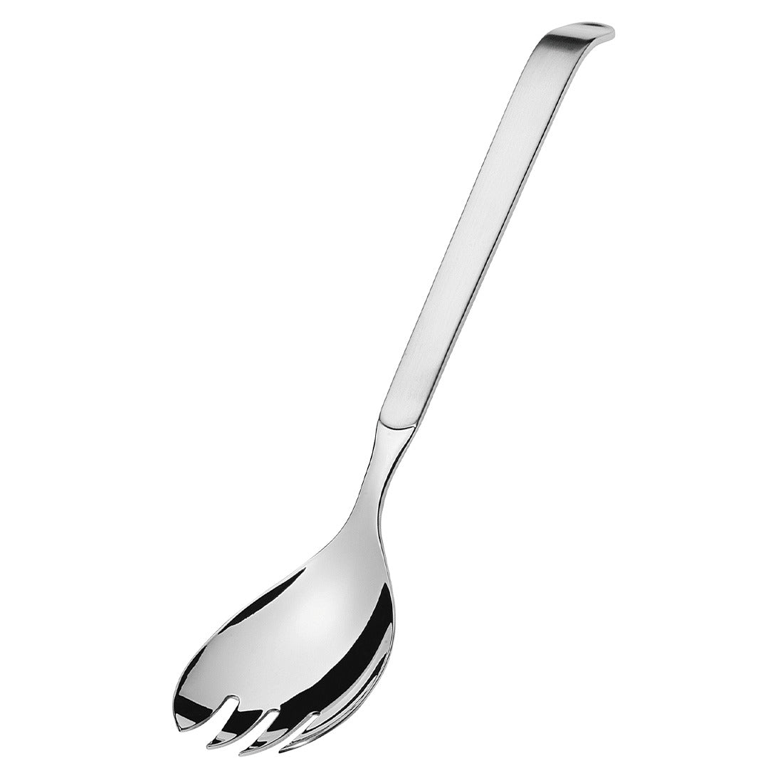 Edelstahl-Pasta-Servierlöffel auf Weiß.