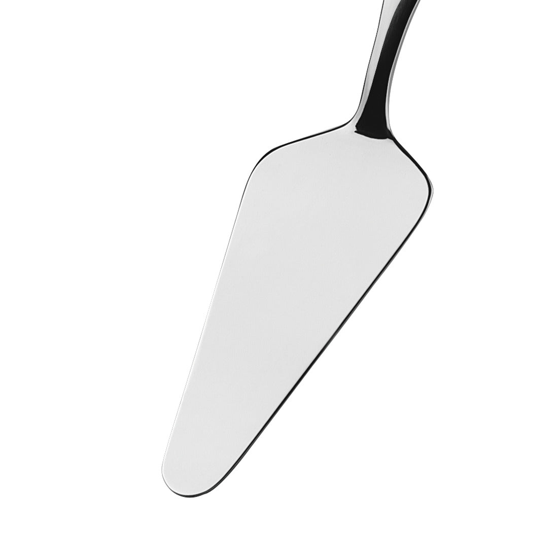 Tortenheber aus Edelstahl mit schwarzem Griff.