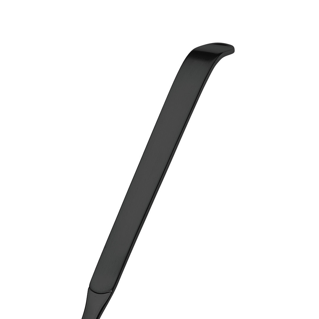 Schwarzer Servierlöffel mit Zinken.