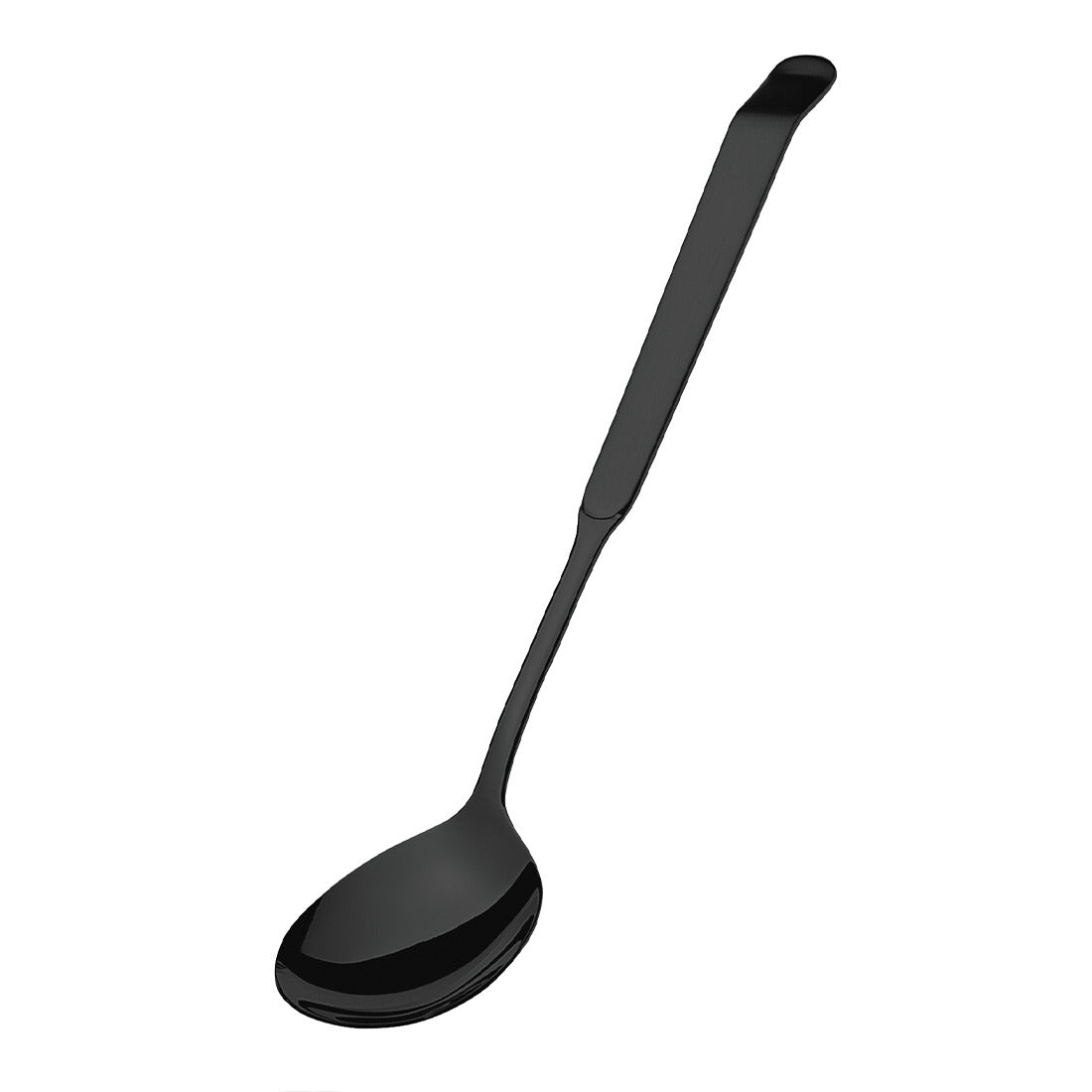 Schwarzer Löffel mit langem Griff.
