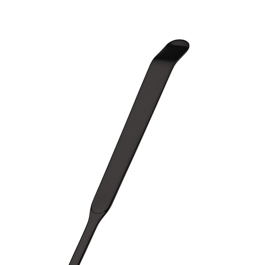 Schwarzer Servierlöffel mit Zinken.