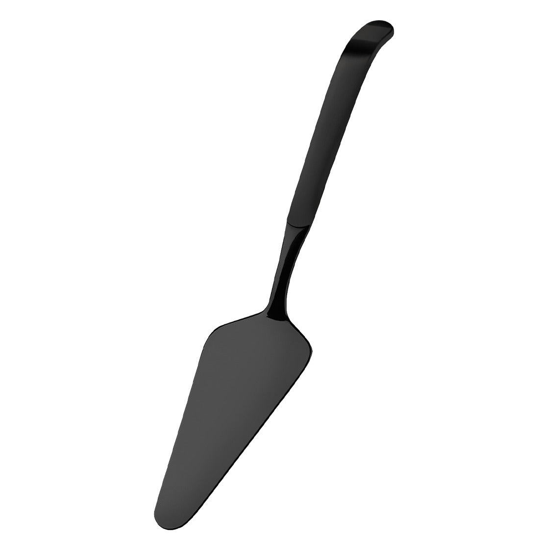 Schwarzer Tortenheber mit gebogenem Griff.