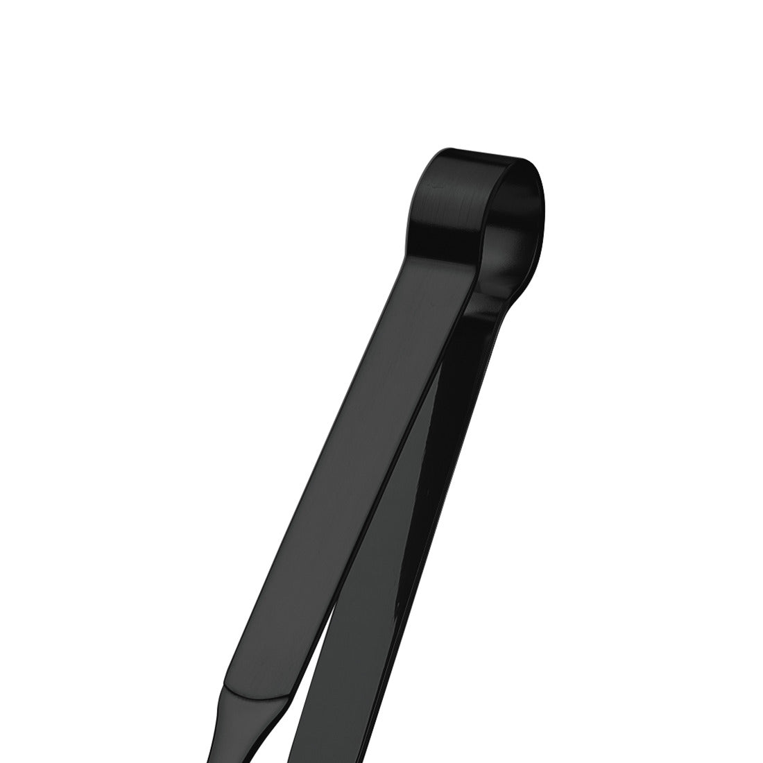 Schwarze Servierzange aus Metall.