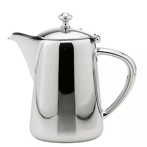 Silberne Kaffeekanne mit Deckel.