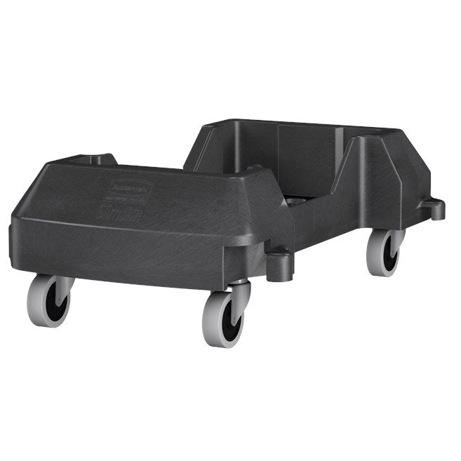 Schwarzer Rollwagen für Behältertransport.