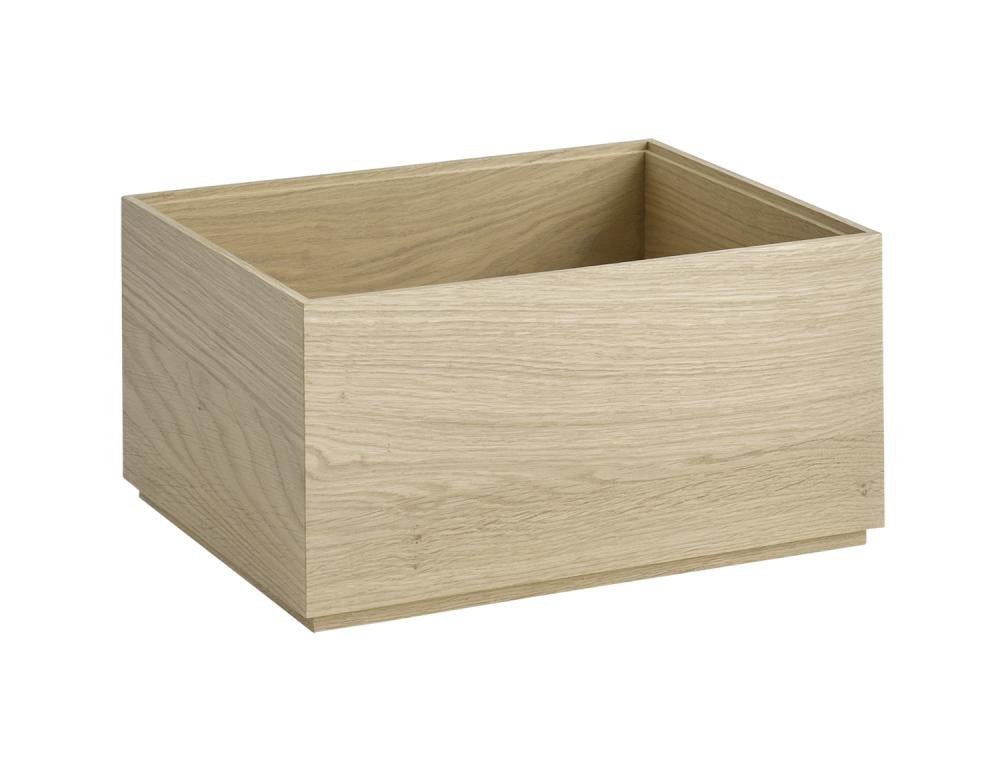 Holzkiste aus hellem Holzmaterial.