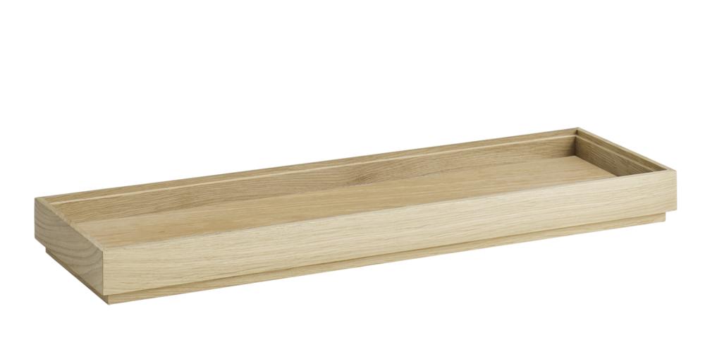 Holztablett rechteckig, flach, natur.