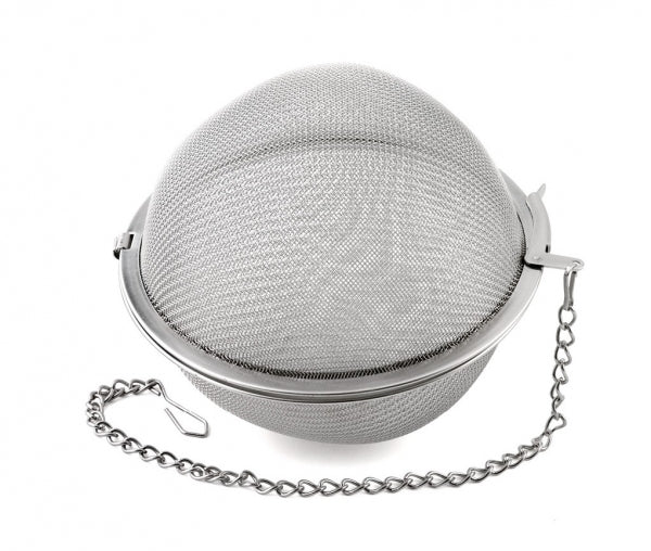 Tee-Ei aus Edelstahl mit Kette.