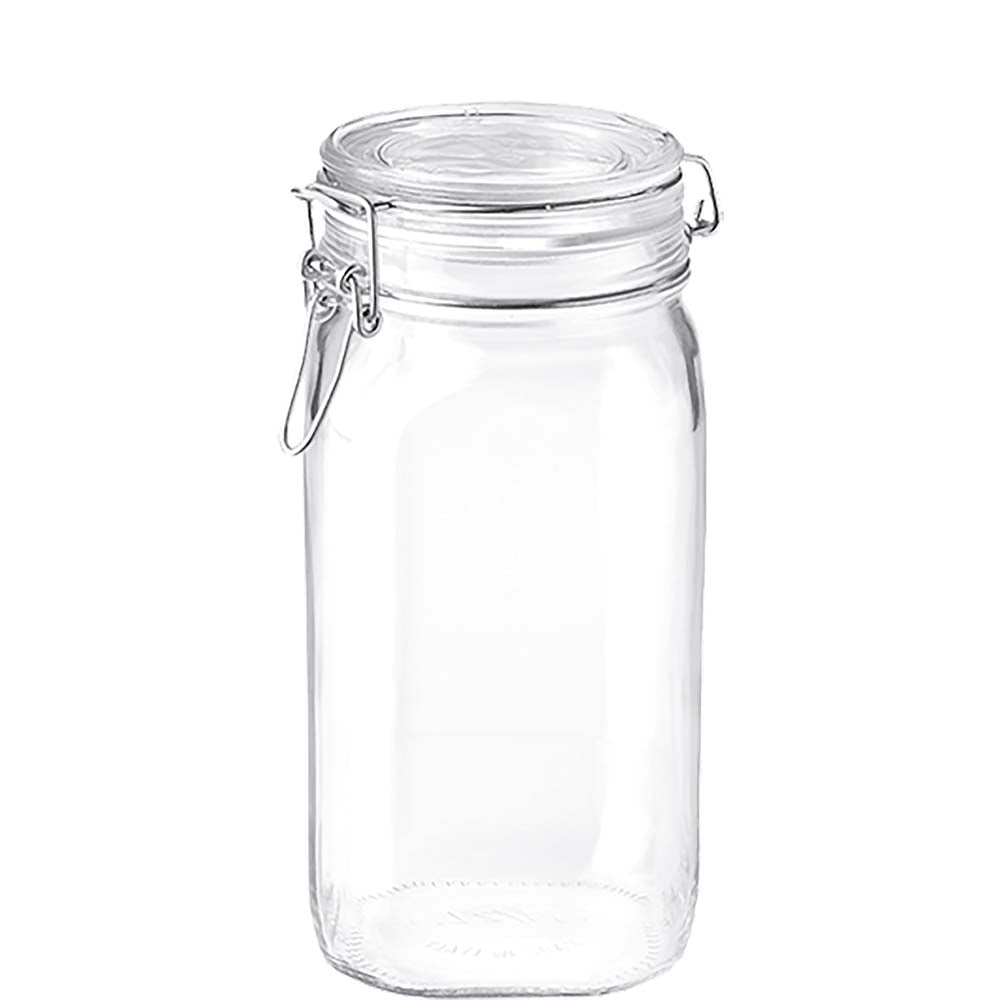 Verschließbares Glasgefäß für Lebensmittel.
