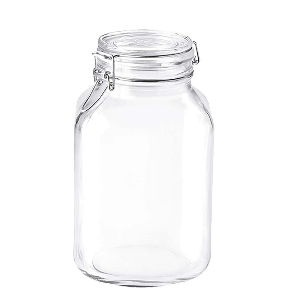 Verschließbares Glasgefäß für Lebensmittel.