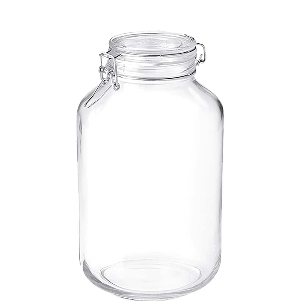 Verschließbares Glasgefäß für Lebensmittel.