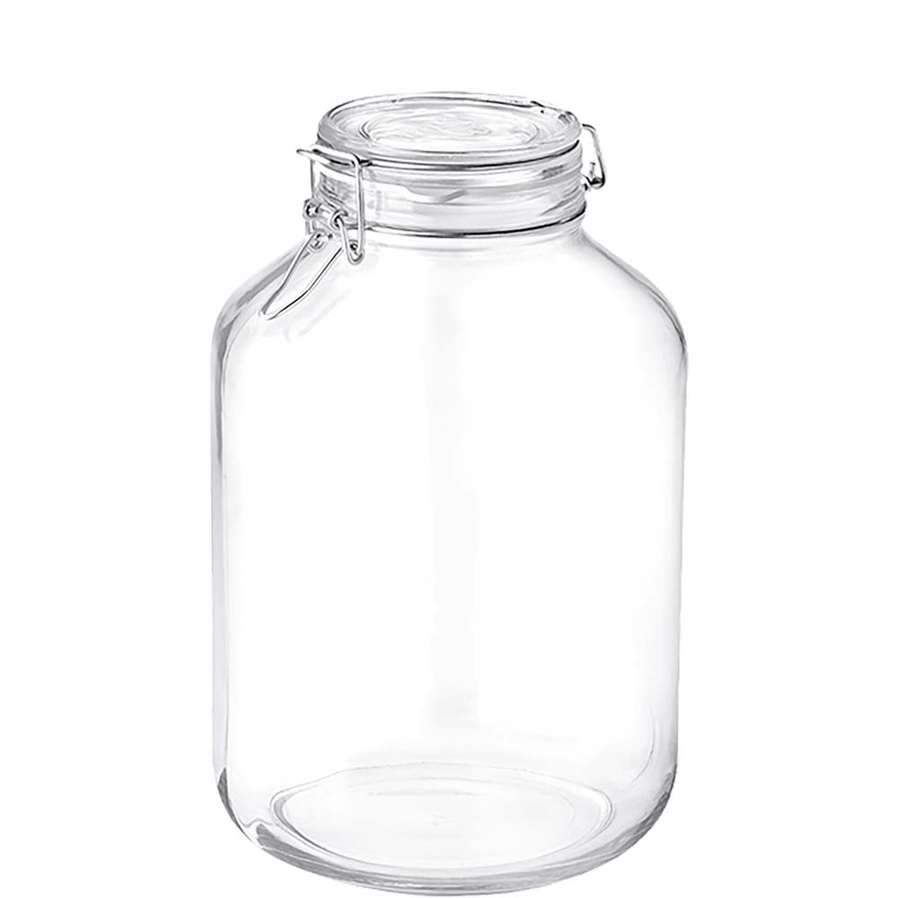 Verschließbares Glasgefäß für Lebensmittel.
