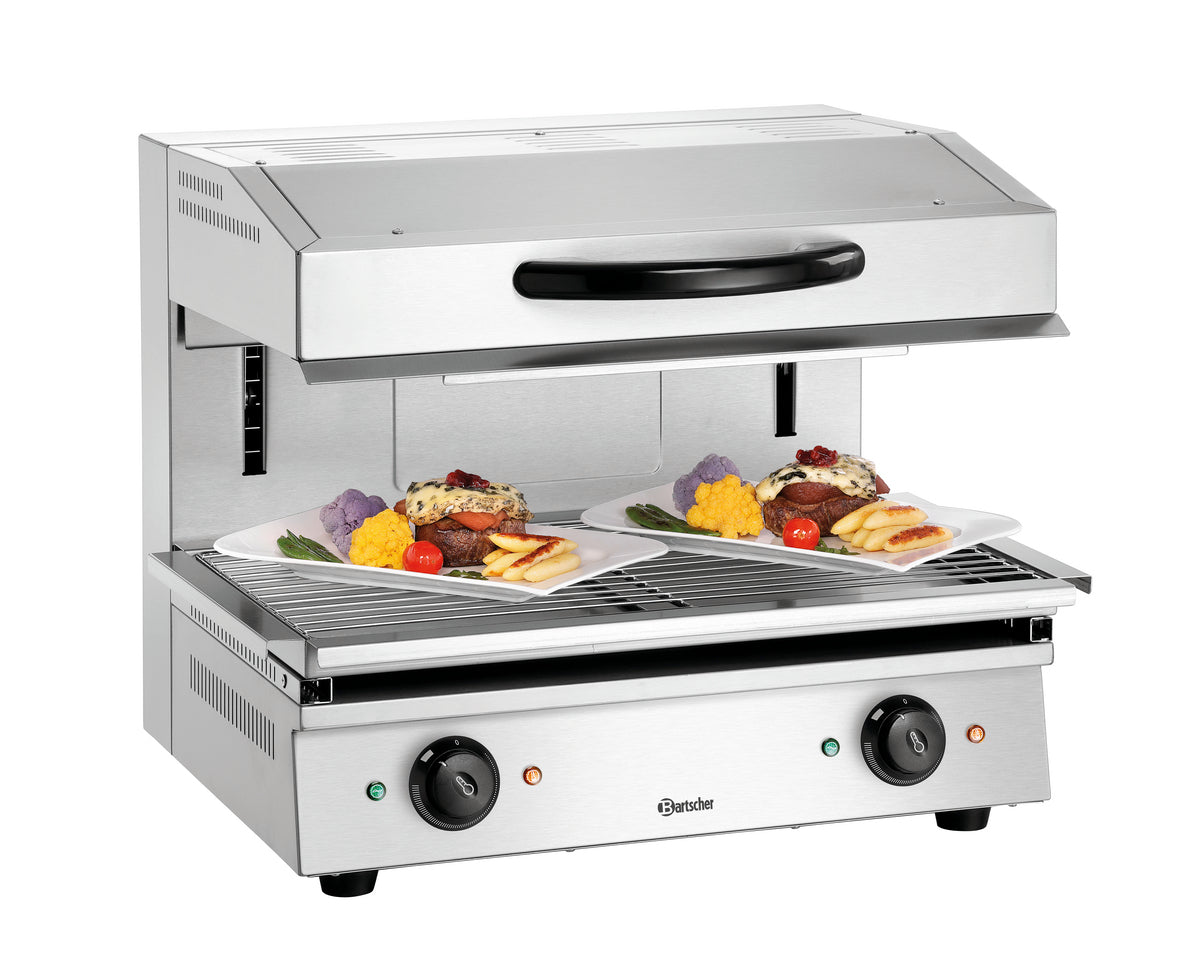 Gastronomie-Grillgerät mit Speisen.