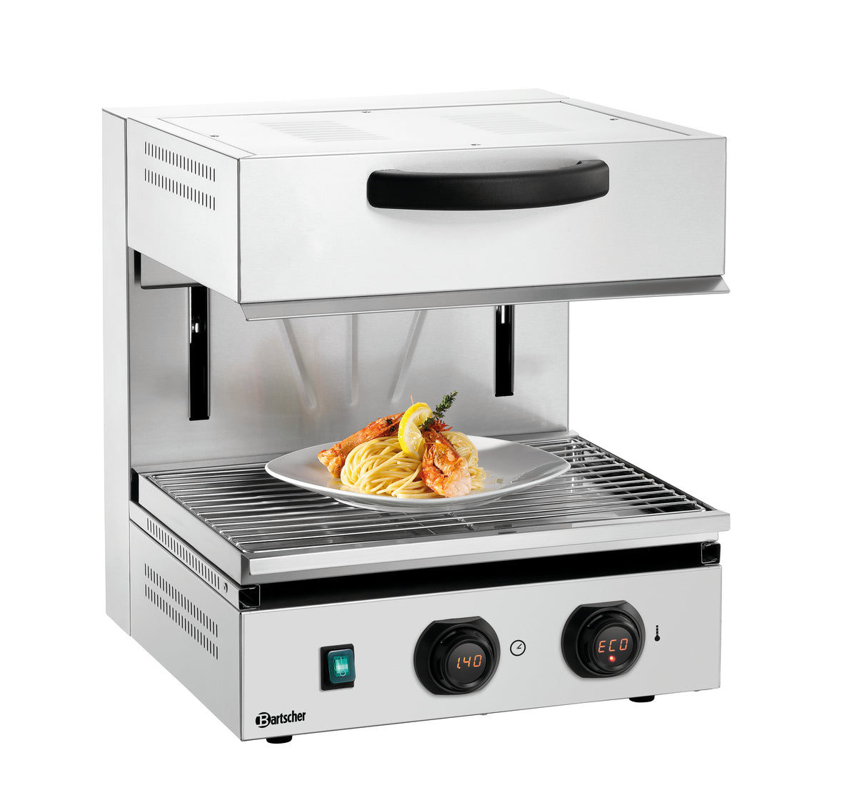 Gastronomie-Grillgerät mit Tellergericht.