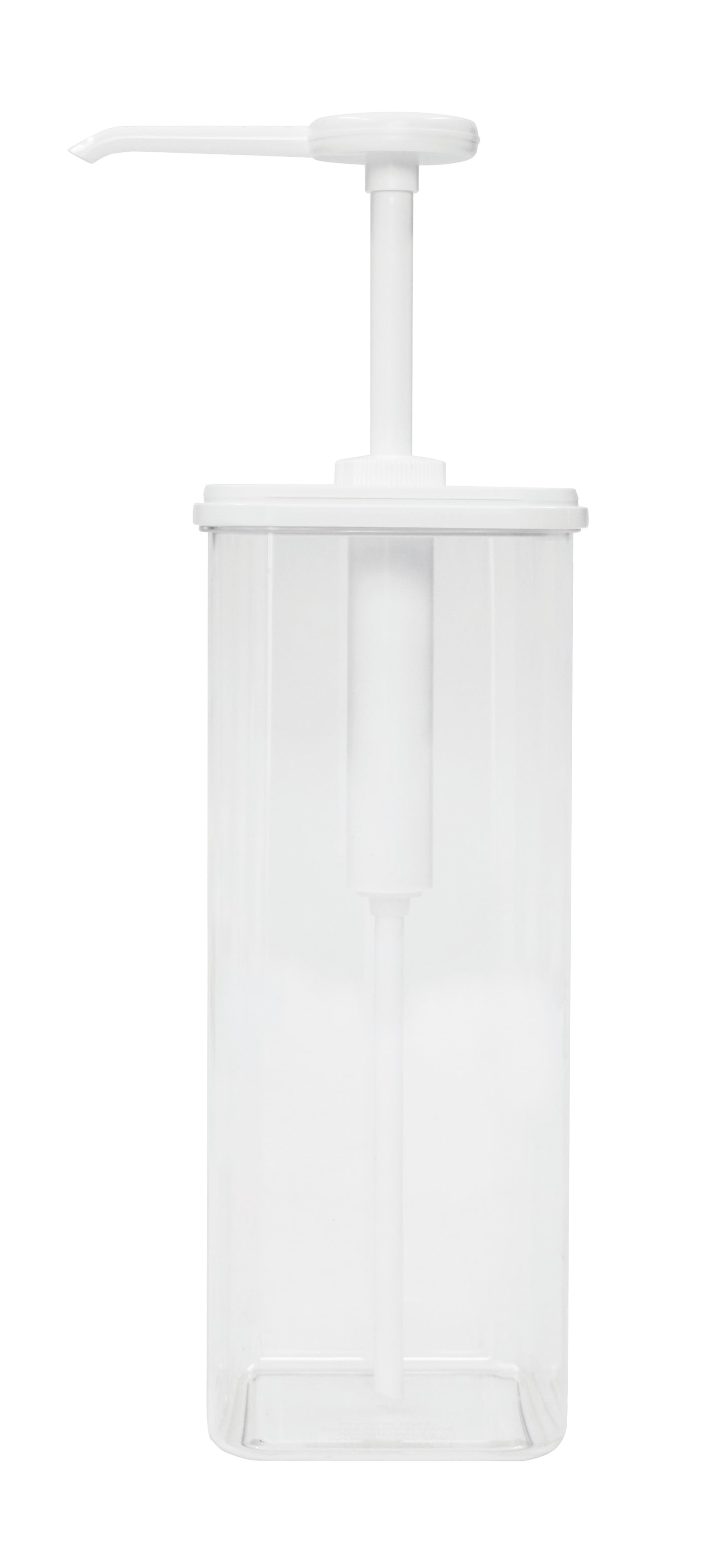 Transparenter Spender für Flüssigkeiten.