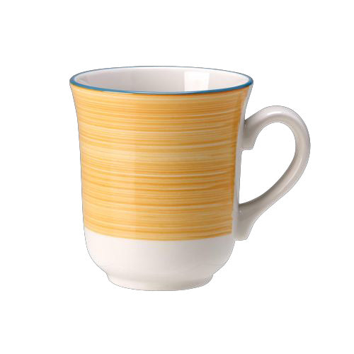 Tasse mit gelbem Streifenmuster