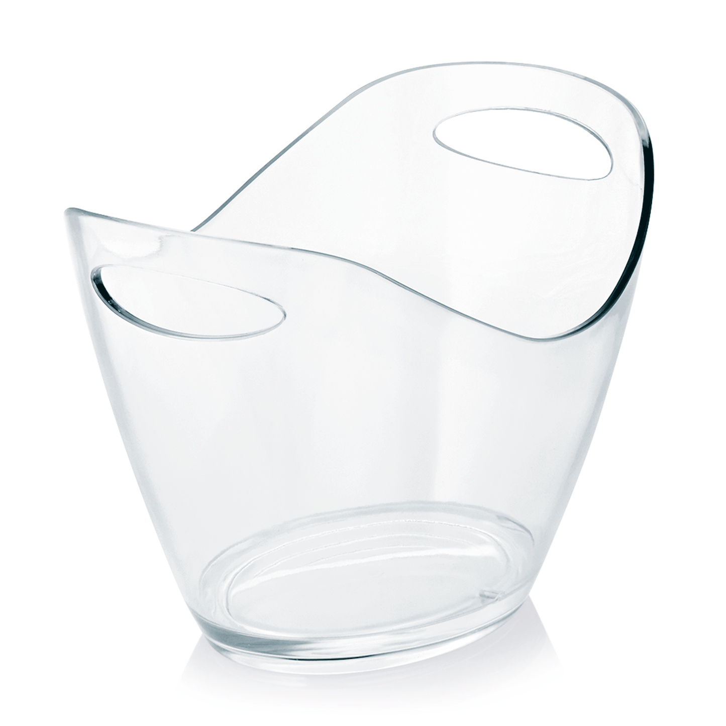 Transparente Eiskübel mit Griffen.