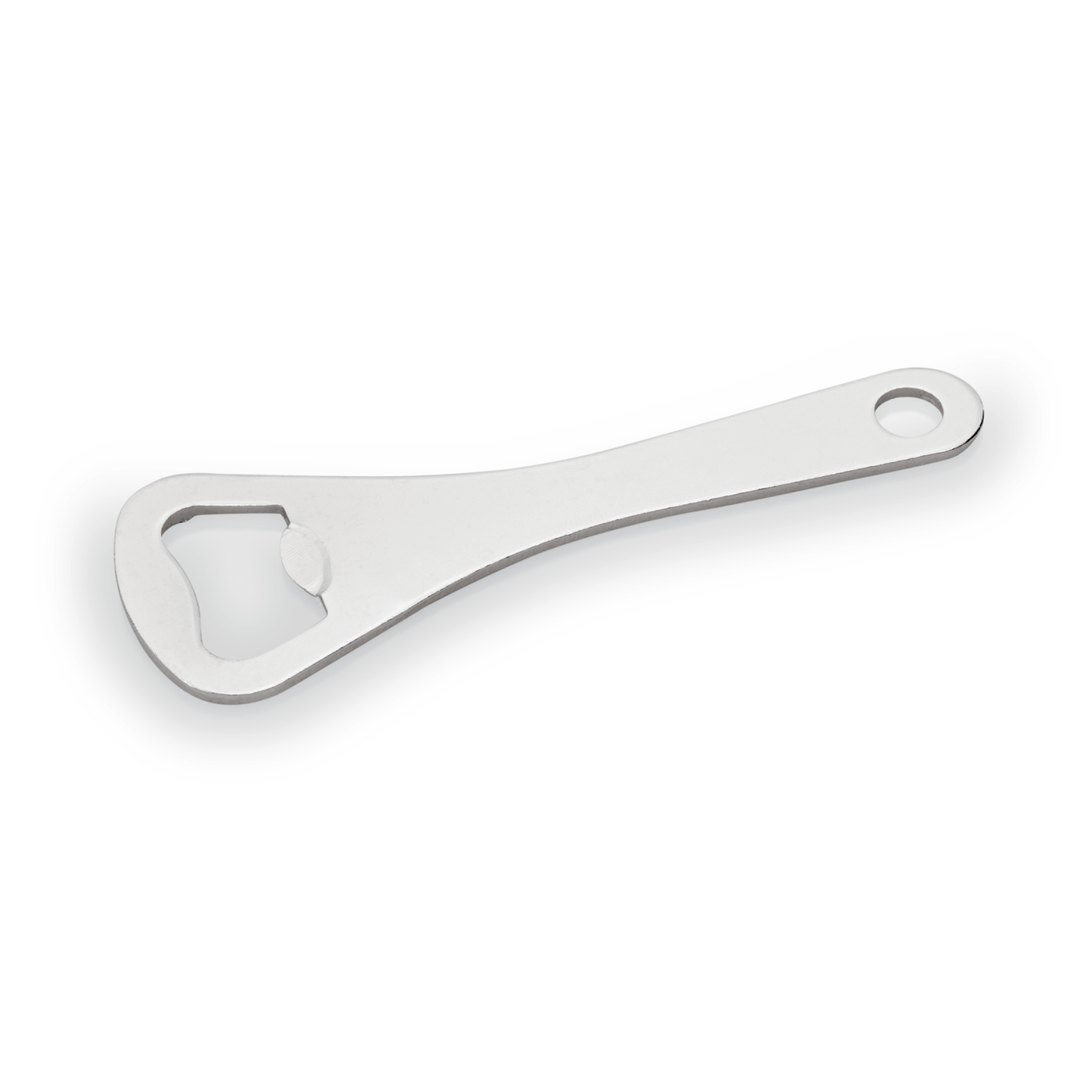 Flaschenöffner aus Metall, weiß.