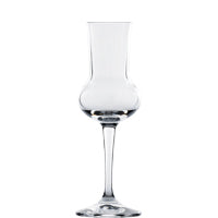 Klarglas Likörglas auf weißem Hintergrund.