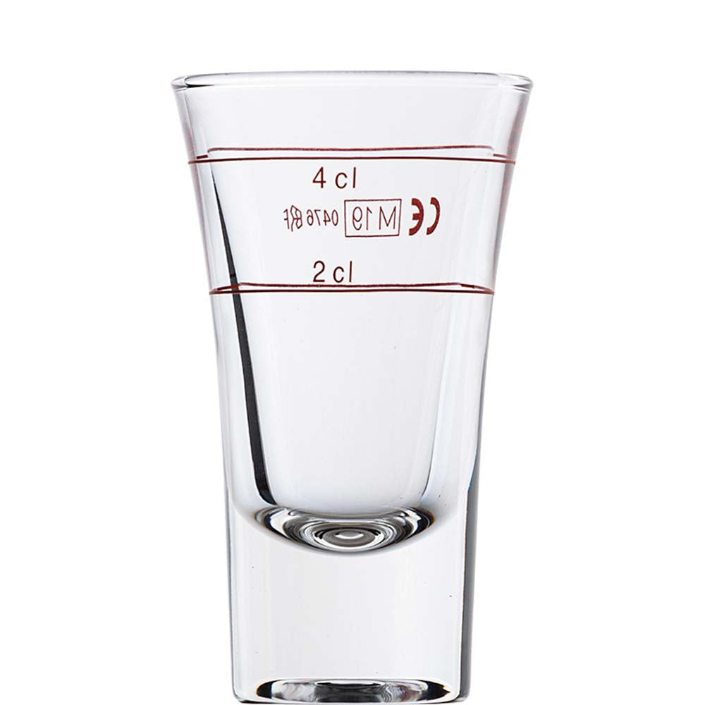 Transparentes Shotglas mit Messmarken