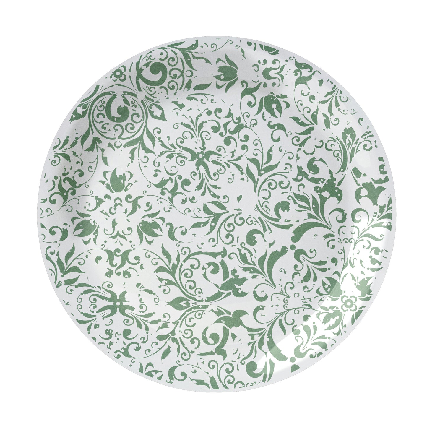 Teller mit grünem Blumenmuster.