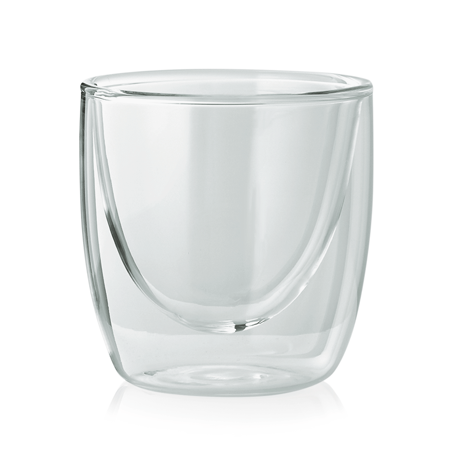Doppelwandiges Glas ohne Inhalt.