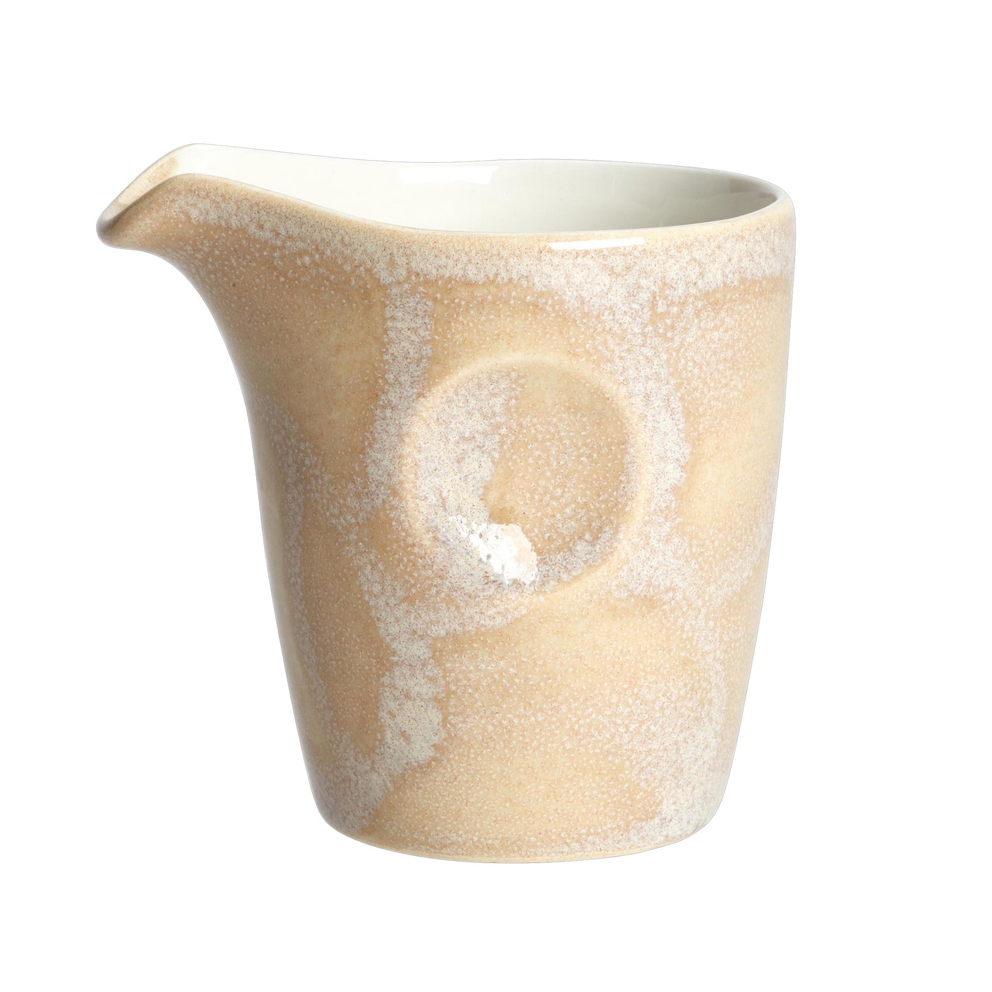 Beige Keramik-Krug mit Ausguss.