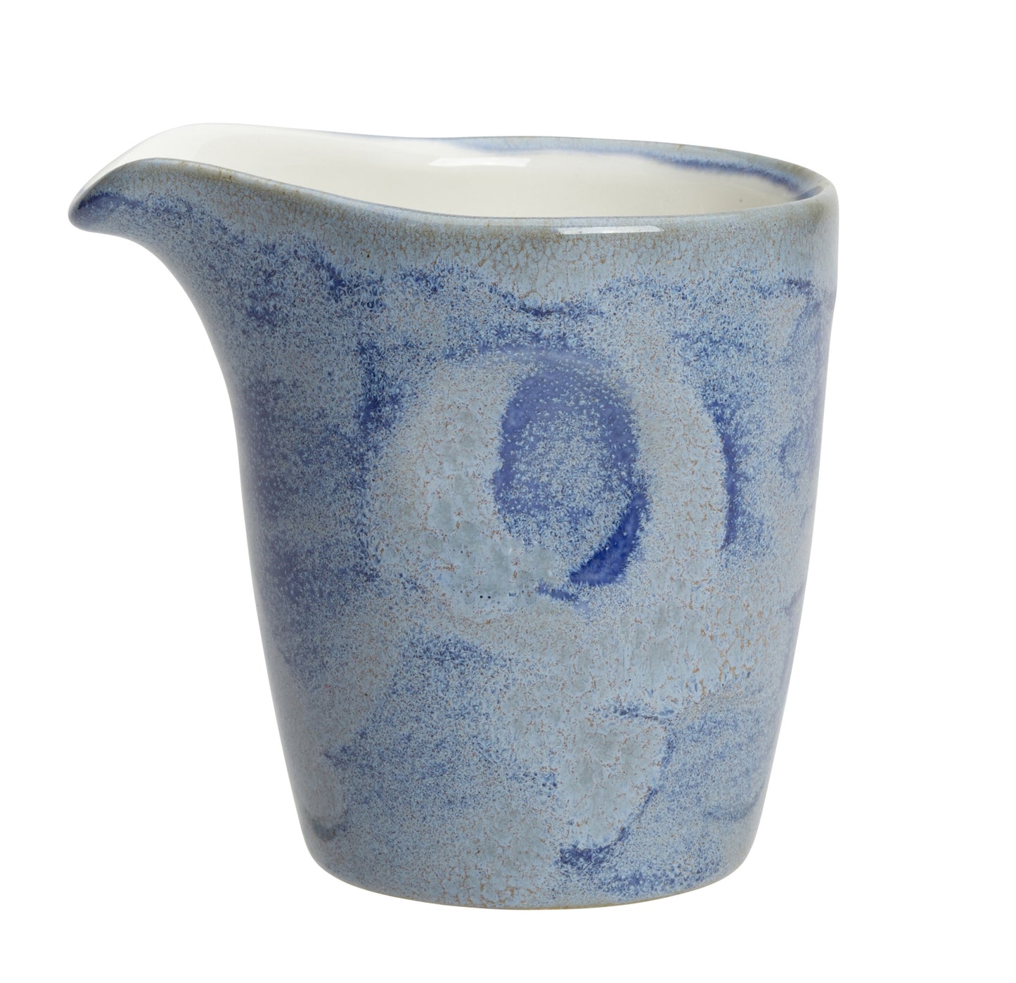 Blauer Keramik-Milchkännchen mit Muster.