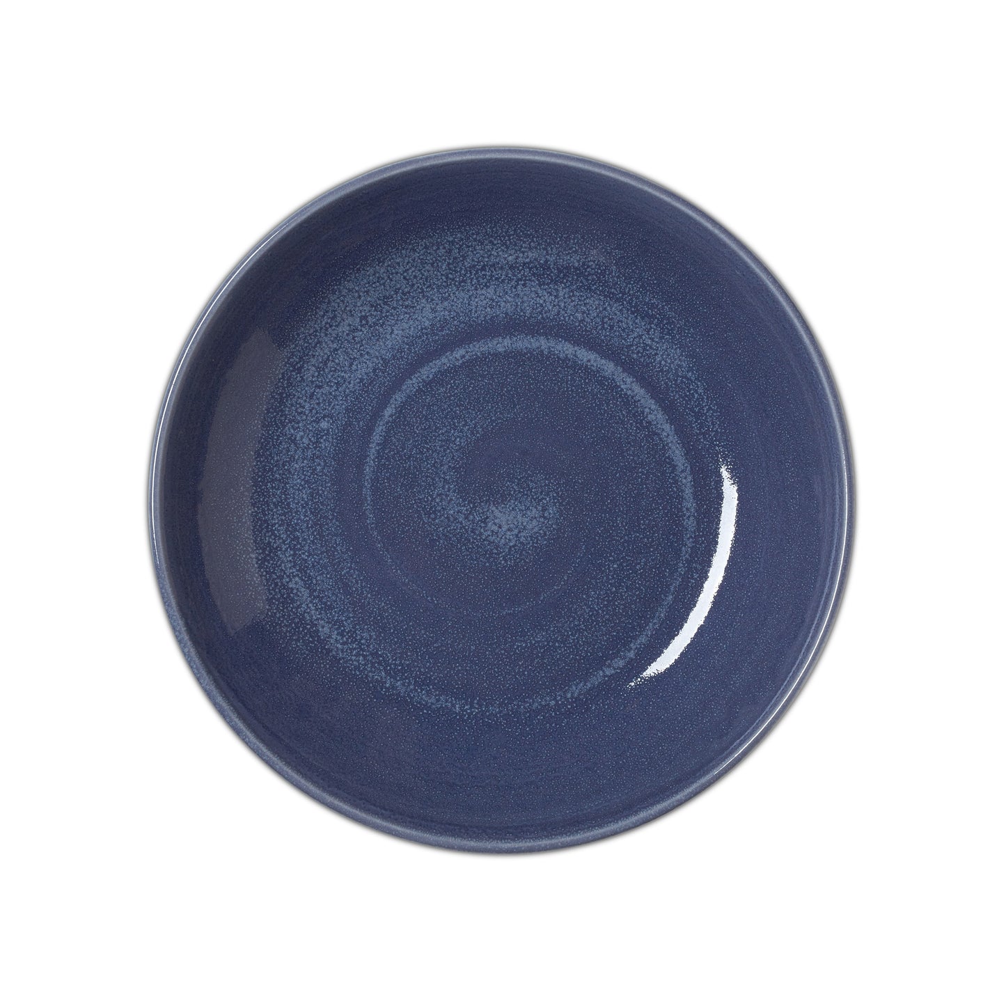 Blauer Teller mit Spiraldesign.