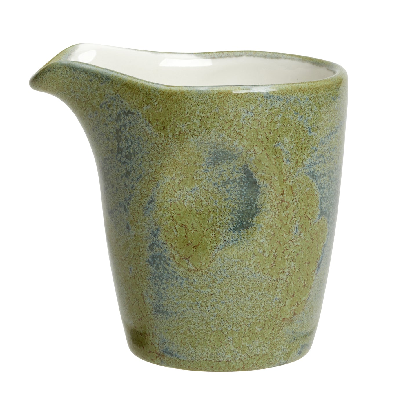 Grüner Keramikbecher mit Ausguss.