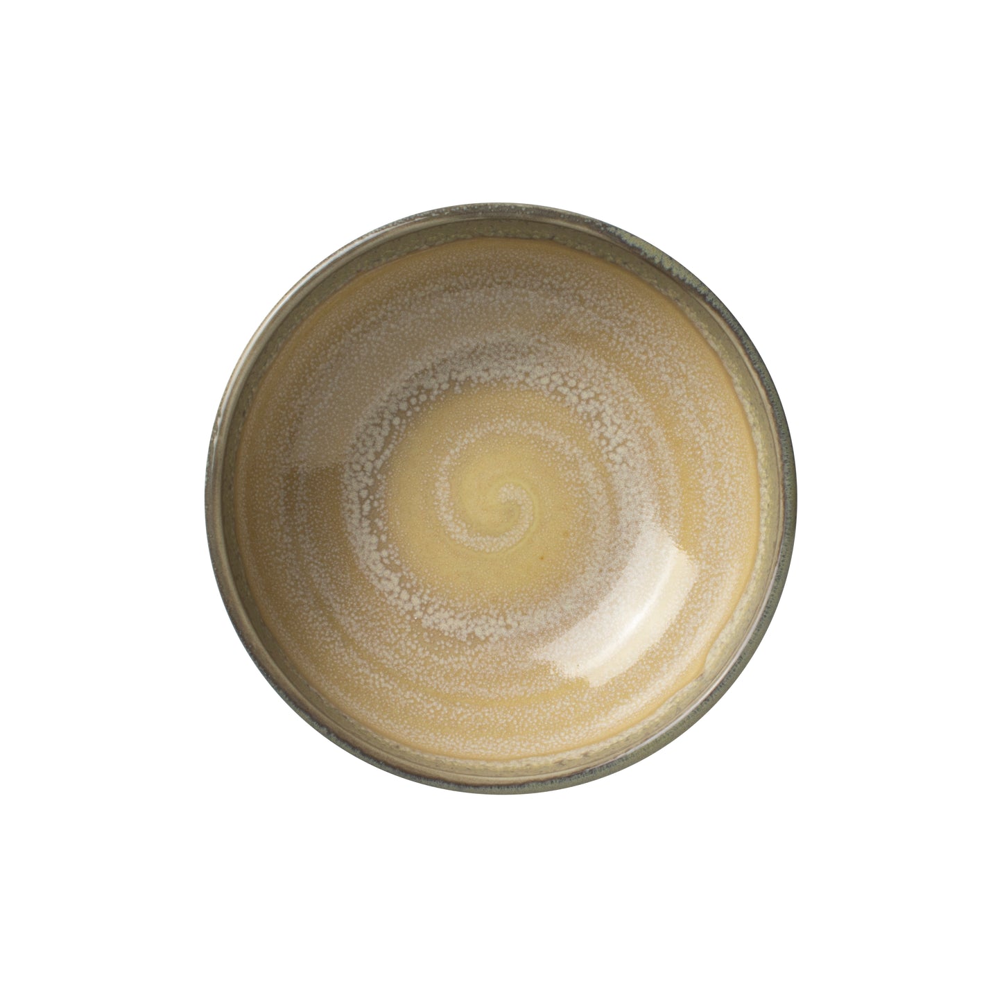 Leerer, spiralförmiger, beige Teller.