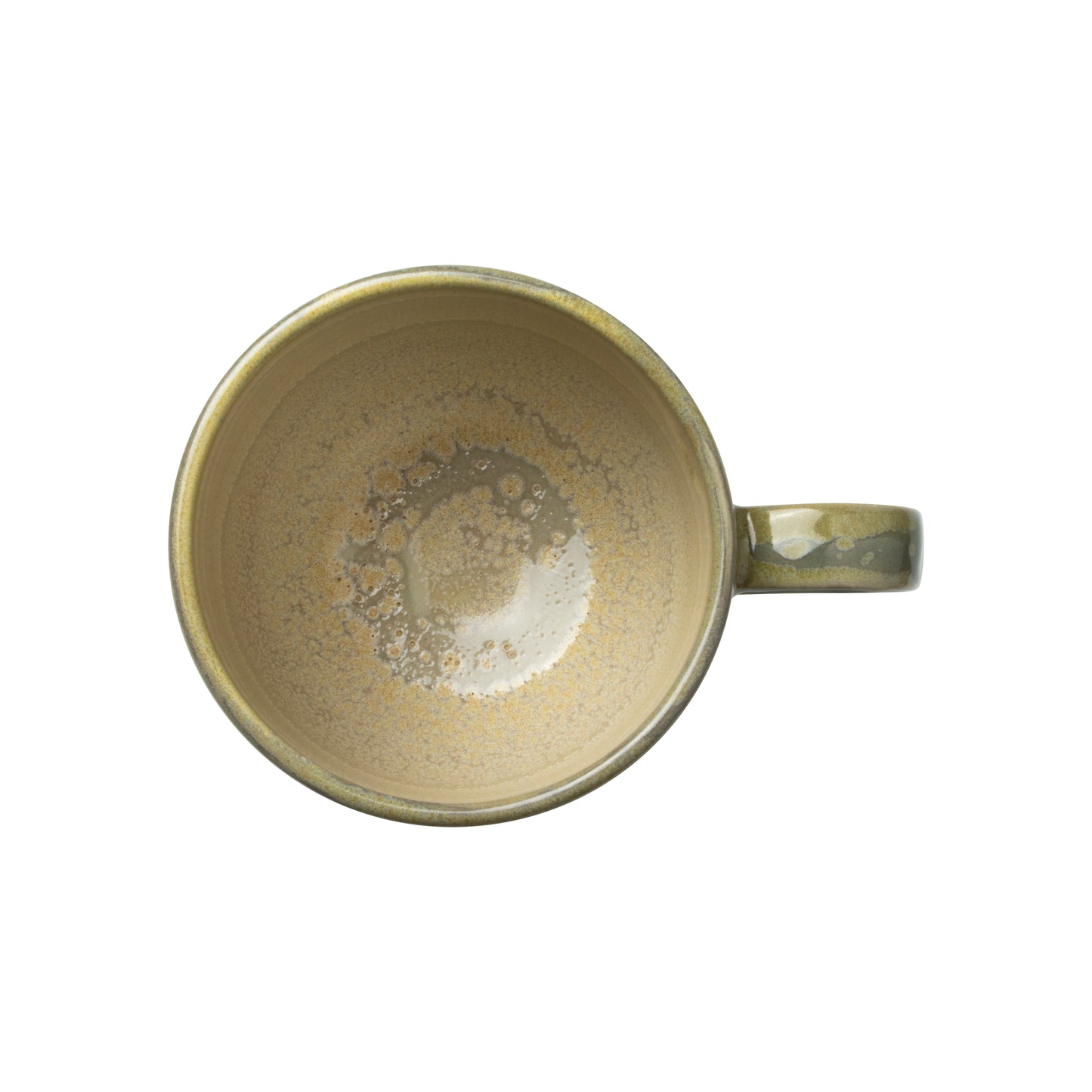 Leere, beige Tasse von oben.