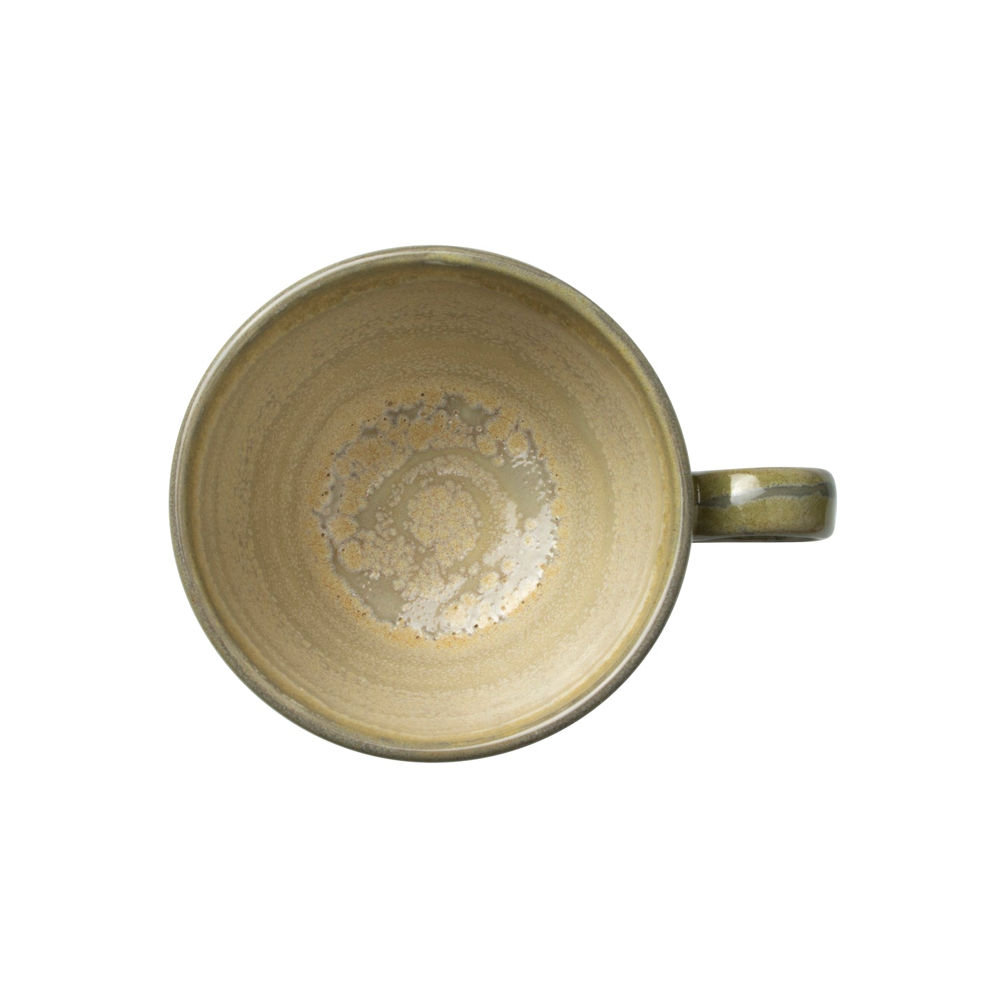 Leere, beige Tasse von oben.