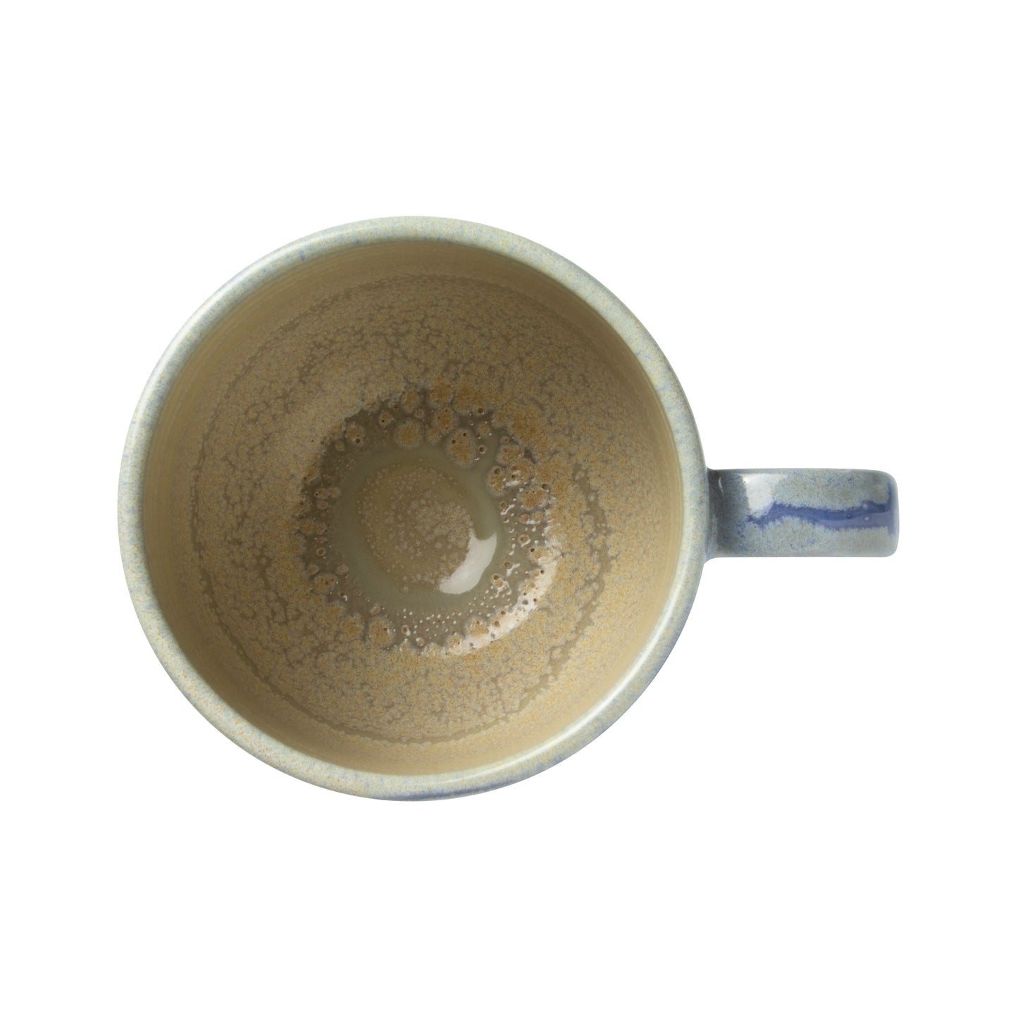 Leere, beige Tasse von oben.