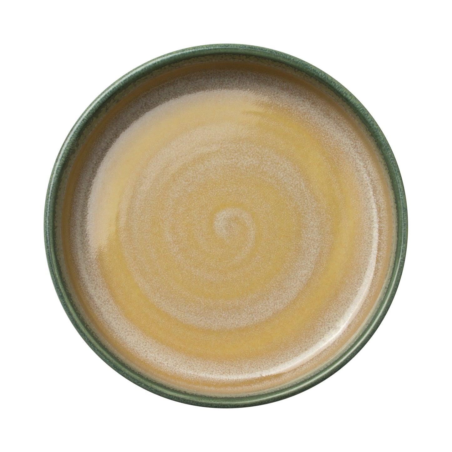 Runder Teller mit Spiraldesign.