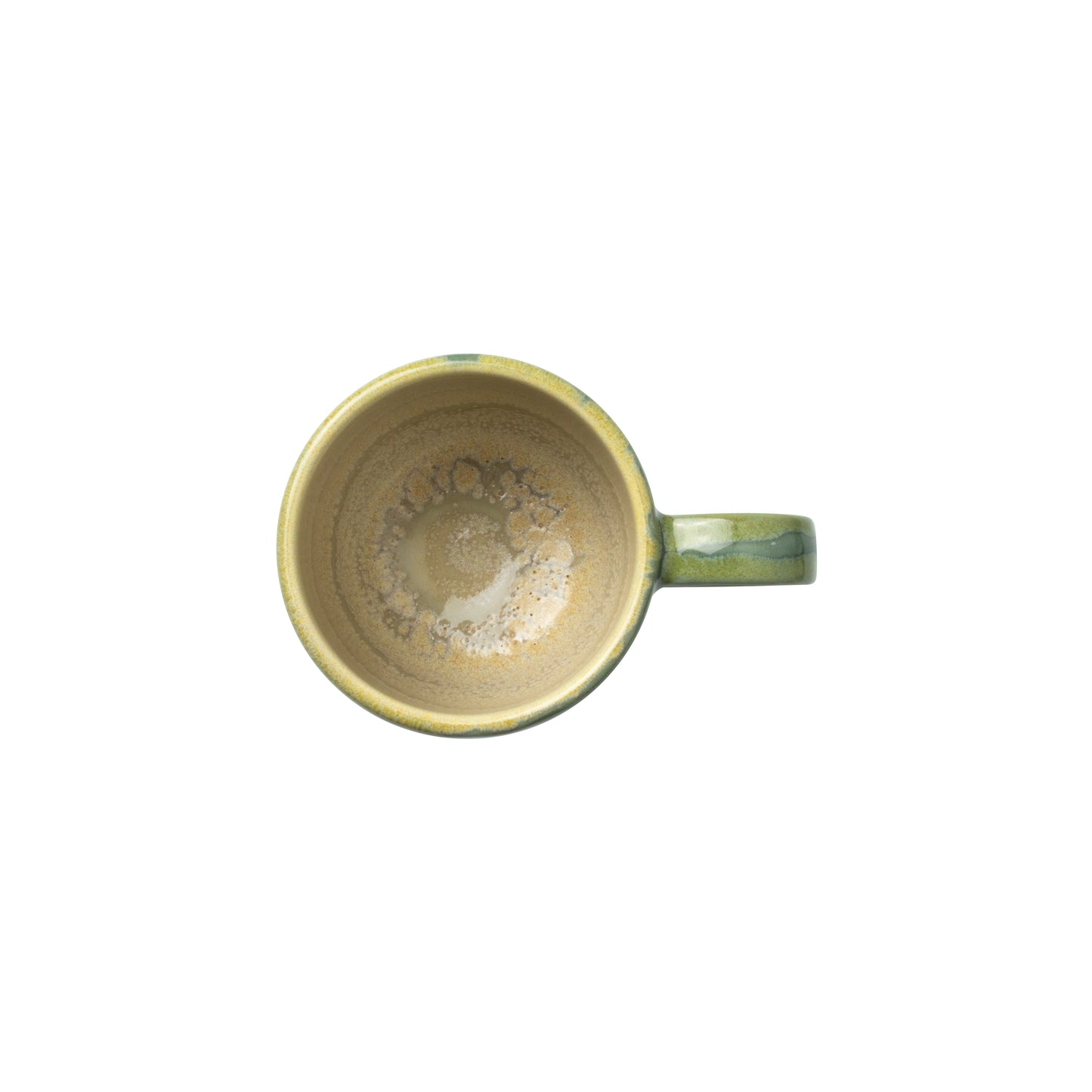 Leere, grüne Tasse von oben.