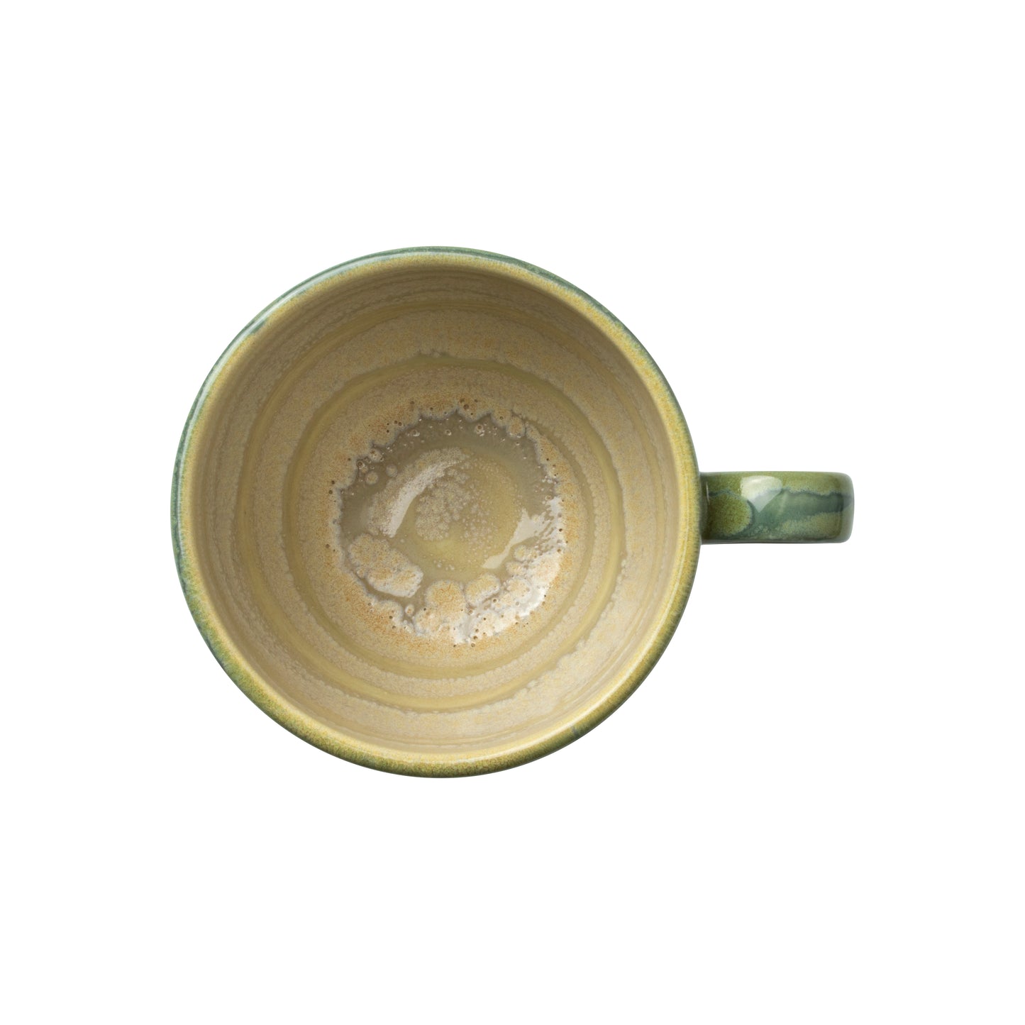 Leere, grüne Tasse von oben.