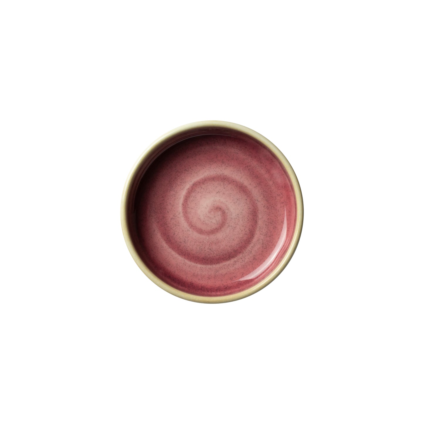 Roter Teller mit Spiraldesign.