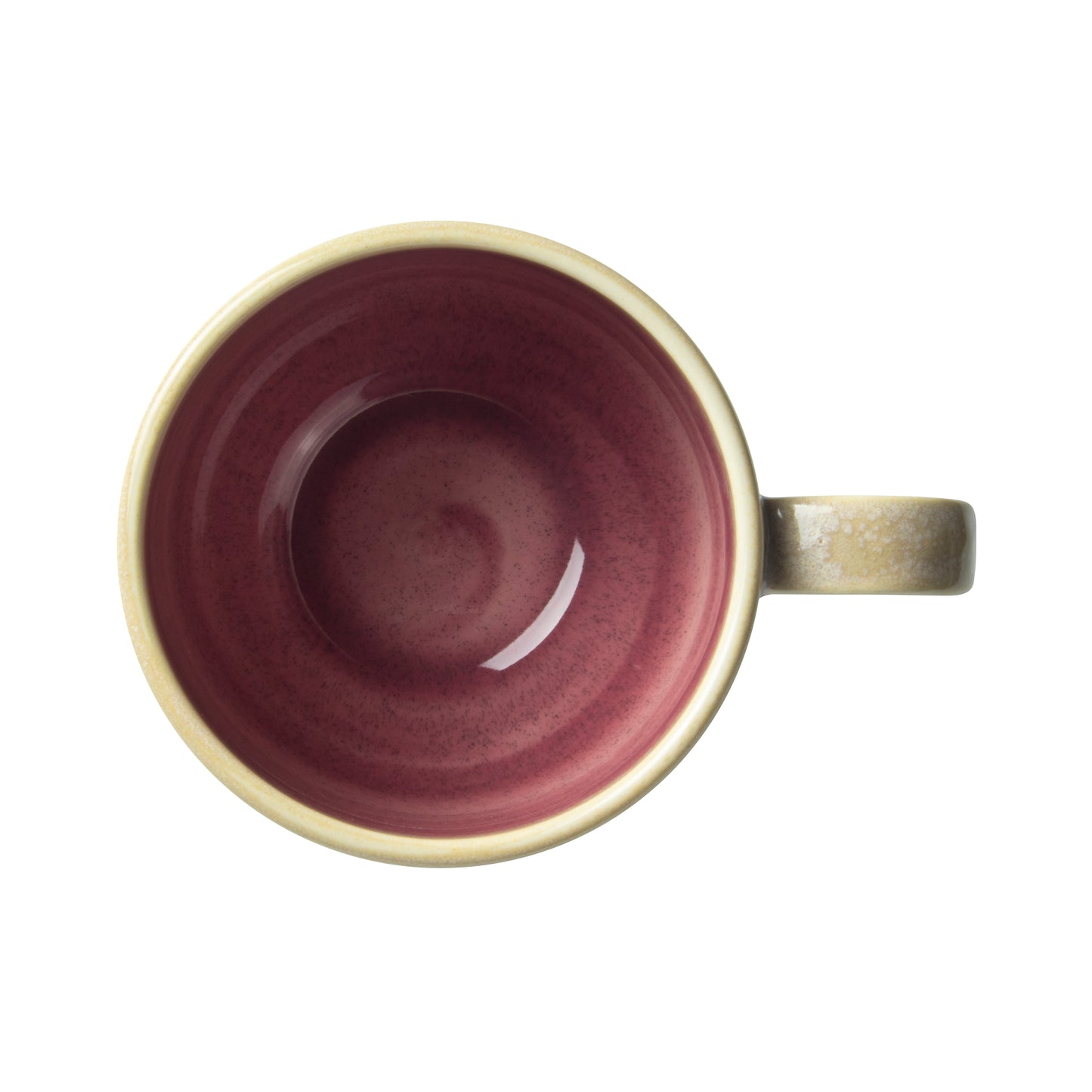 Tasse mit rotem Inneren, obenansicht.