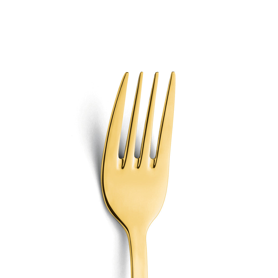 Goldene Gabel auf weißem Hintergrund.