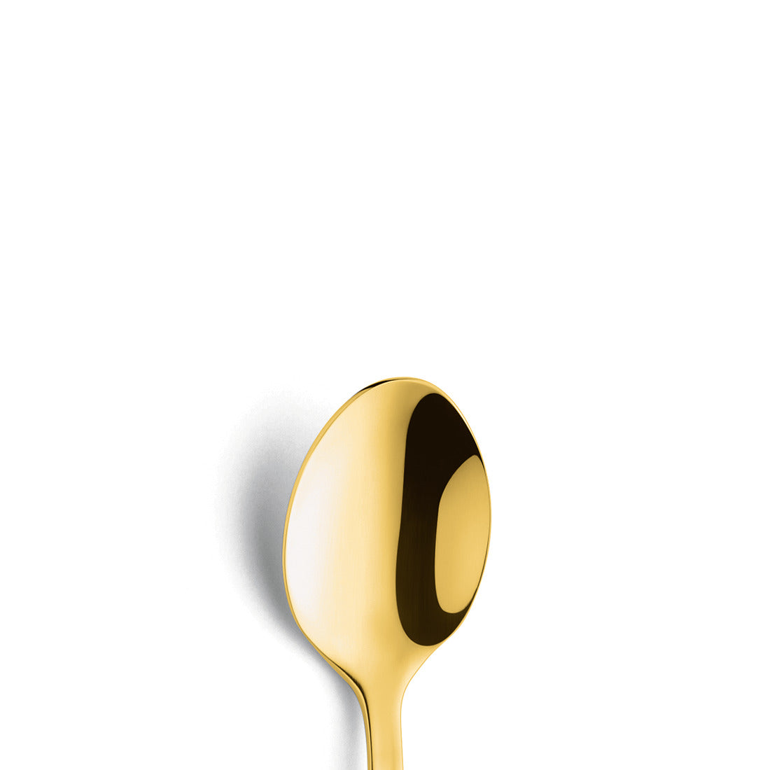 Goldener Löffel auf weißem Hintergrund.