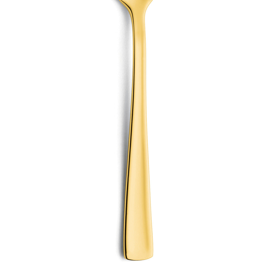 Goldener Löffel auf weißem Hintergrund.