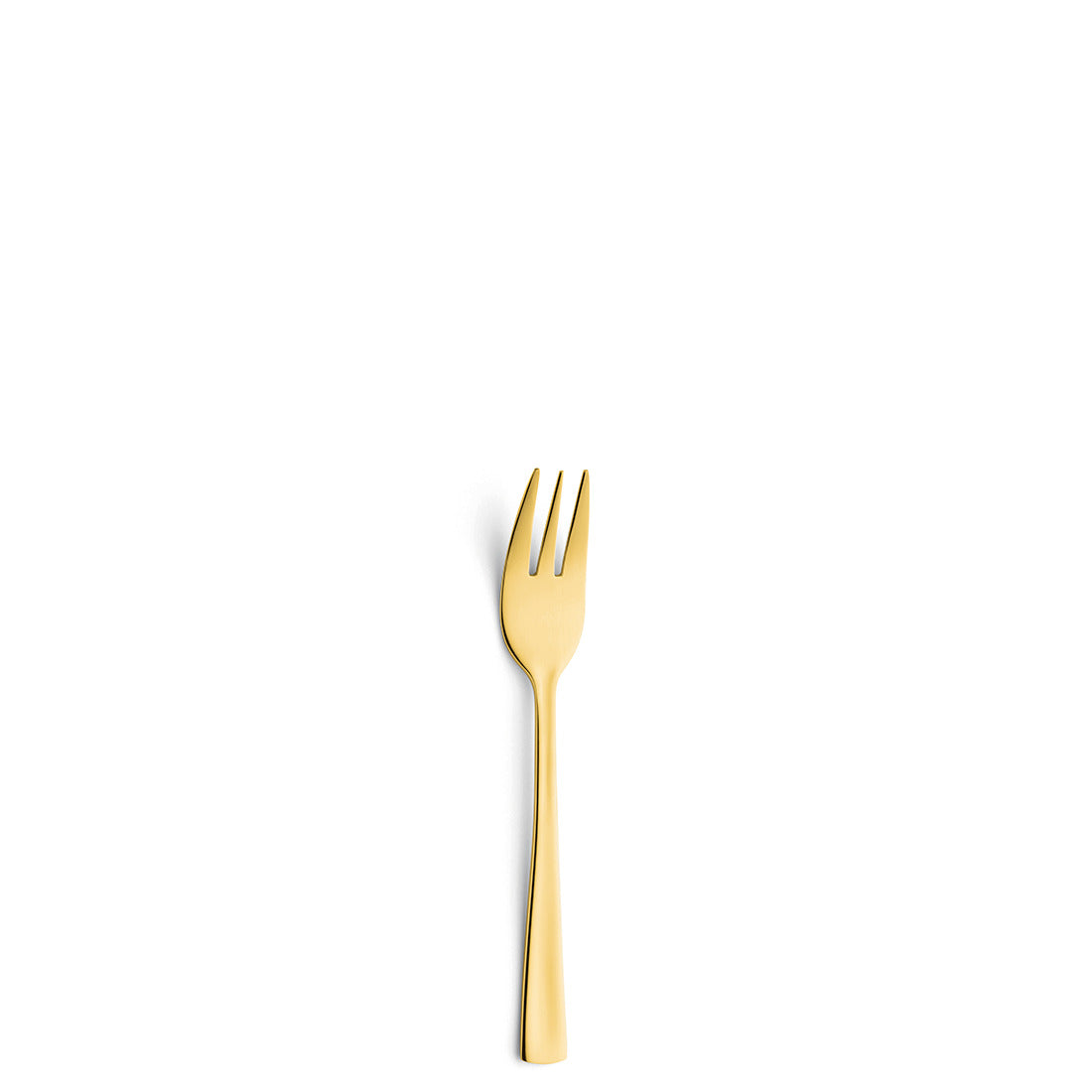 Goldene Gabel auf weißem Hintergrund.